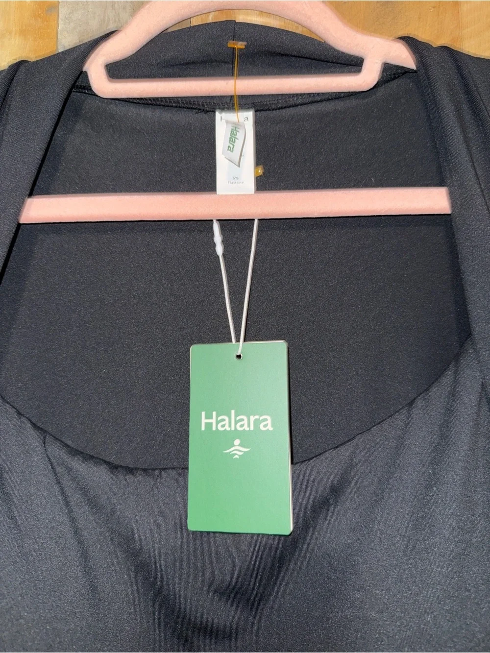 HALARA Black Long-Sleeve Wide-Leg Jumpsuit with Draped Neckline